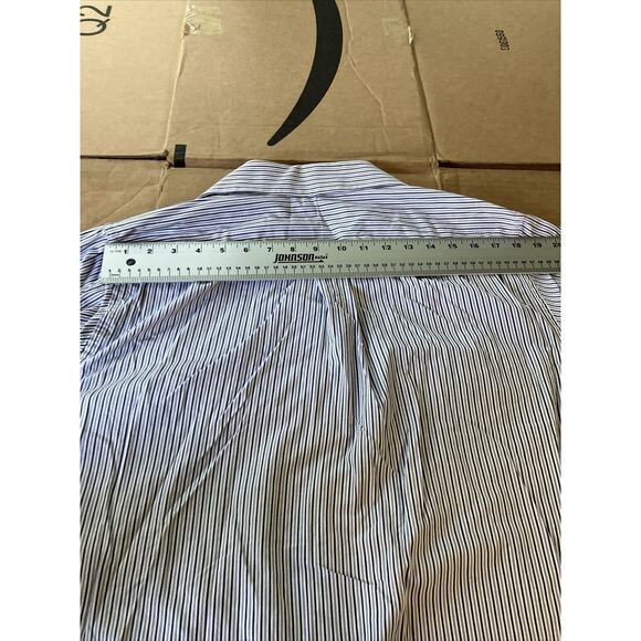 Michael Kors Gray Long Sleeve Dress Shirt, 16 Neck, Button Down, Striped Formal - Picture 10 of 12